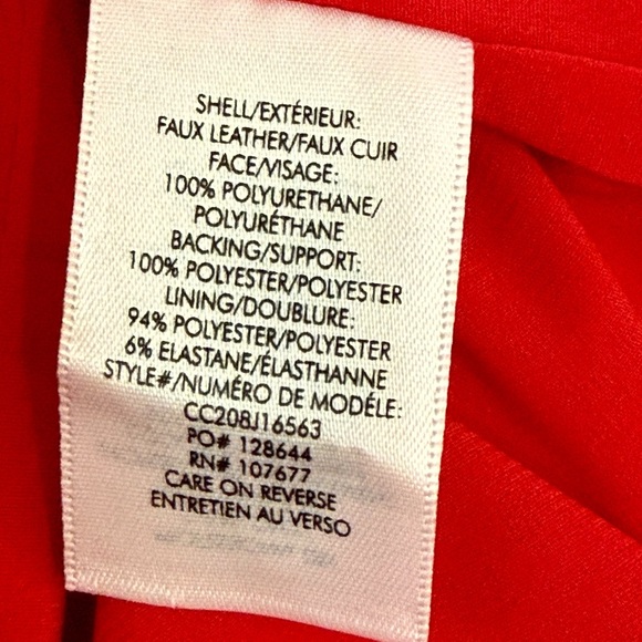 EUC Alice + Olivia Coley Faux Leather Vibrant Red Mini Dress Size 0 - Picture 8 of 8